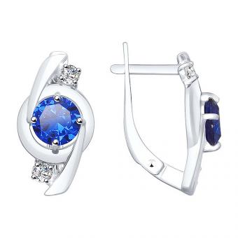 Sokolov Ohrringe aus 925 Silber mit großem blauen und farblosen Zirkonia