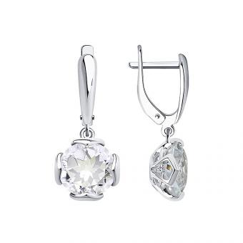 Sokolov Серьги из серебра 925 пробы с горным хрусталём и фианитами