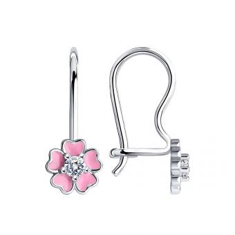 Sokolov Ohrringe Blume aus 925 Silber mit Zirkonia und Emaille