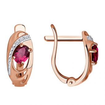 Sokolov Серьги из красного золота 585 пробы с бриллиантами и рубинами