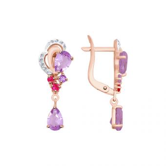 Sokolov Серьги из красного золота 585 пробы с миксом камней