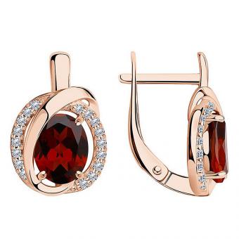Sokolov Серьги из позолоченного серебра 925 пробы с гранатами и фианитами