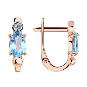 Sokolov Серьги из красного золота 585 пробы с топазами и фианитами