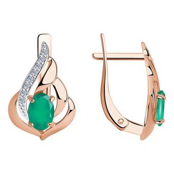 Sokolov Серьги из красного золота 585 пробы с агатом