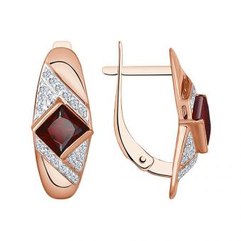 Sokolov Серьги из красного золота 585 пробы с гранатами и фианитами