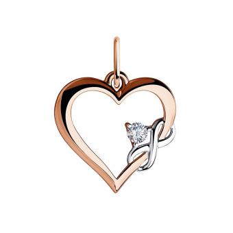 Sokolov Herz-Anhänger aus 585 Rotgold mit Ewigkeitssymbol und Zirkonia