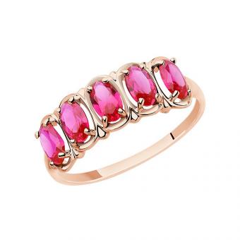 Sokolov Кольцо из красного золота 585 пробы с корундами