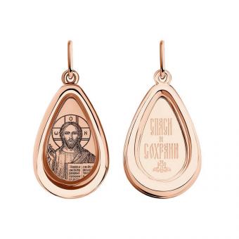 Sokolov Икона-подвеска из красного золота 585 пробы с эмалью и лазерной обработкой