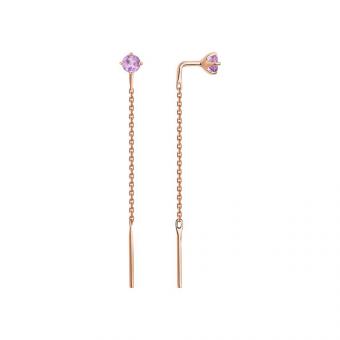 Sokolov Серьги-протяжки из красного золота 585 пробы с аметистами