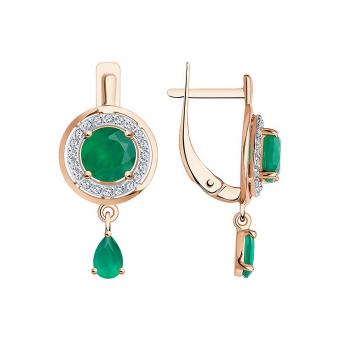 Diamant Серьги из золота 585 пробы с агатами и фианитами