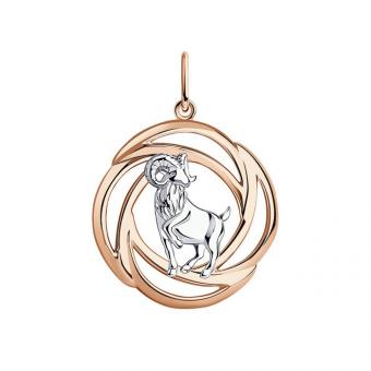 DIAMANT Подвеска знака зодиака Овен из позолоченного серебра 925 пробы