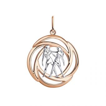 Diamant Sternzeichen-Anhänger Zwillinge aus vergoldetem 925 Silber