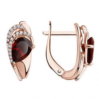 Diamant Серьги из позолоченного серебра 925 пробы с гранатами и фианитами