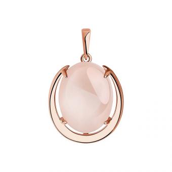 Diamant Anhänger aus vergoldetem 925 Silber mit rosa Quarz