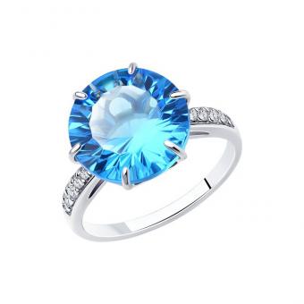 Diamant Кольцо из серебра 925 пробы с минеральным стеклом и фианитами