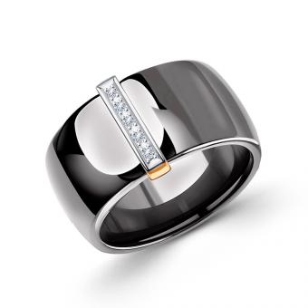 Sokolov Кольцо из керамики цвета металлик с золотом 585 пробы и бриллиантами