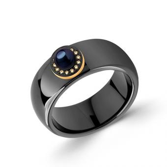 Sokolov Кольцо из керамики и красного золота 585 пробы с бриллиантами