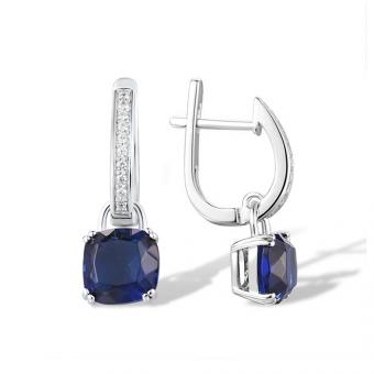 Sokolov earrings in 925 silver with cubic zirconia and blue crystals