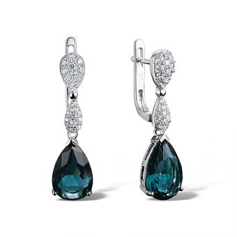 Sokolov Ohrhänger aus 925 Silber mit Zirkonia und blauen Glaskristallen