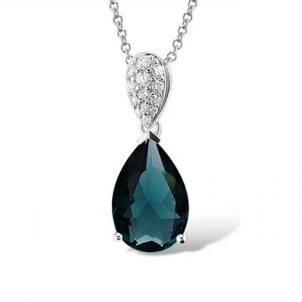 Sokolov pendant in 925 silver with cubic zirconia and blue glass crystal