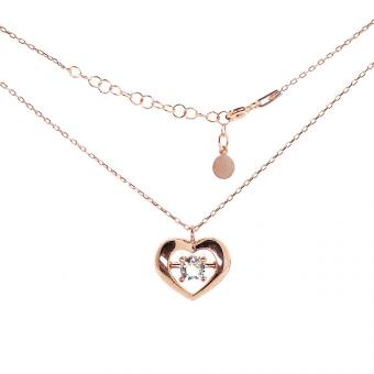 Necklace with heart pendant in 925 silver with Swarovski crystal (choice of colors)