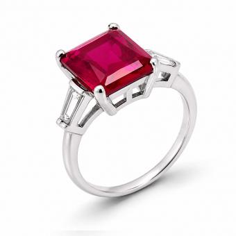 Ladies' ring in 925 silver with red zirconia
