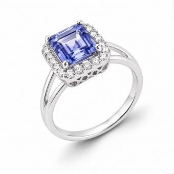 Damenring aus 925 Silber mit blauem und farblosen Zirkonia