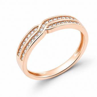 Damenring aus 585 Rotgold mit Zirkonia 2-reihig