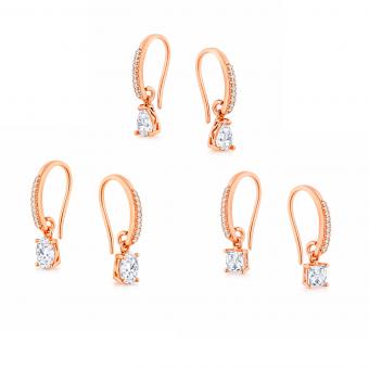 Earrings in 925 silver with zirconia, gold-plated, French clasp