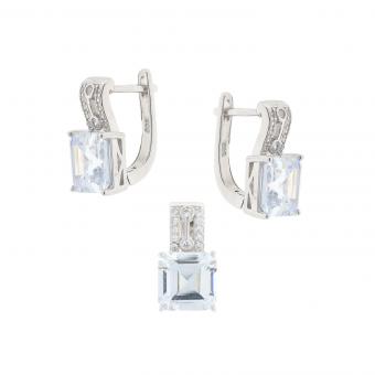 Set: Ohrringe + Anhänger aus 925 Silber mit Glaskristallen und Zirkonia