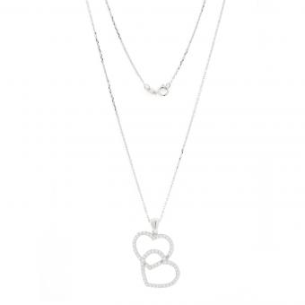 Heart pendant in 925 silver with zirconia + free silver chain
