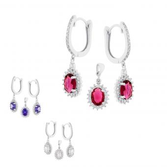 Schmuckset aus 925 Silber mit Zirkonia – Ohrhänger und Anhänger im edlen Design