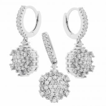 Schmuckset aus 925 Silber mit Zirkonia: Ohrhänger + Anhänger