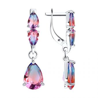 Серебряные серьги 925 пробы с ситаллами 