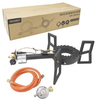 Gusseiserner Gaskochherd mit 3 Beinen und Piezo-Zündung, für Kasan und Utschag von 12 L und grösser