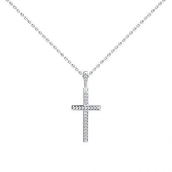 Sokolov SET of cross pendant with cubic zirconia and 925 silver chain
