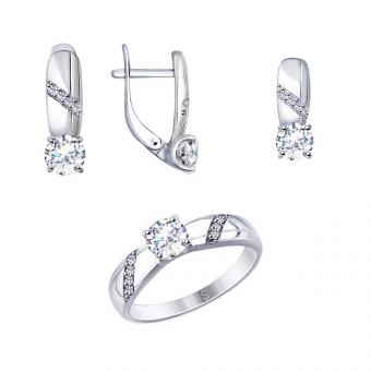 SET Ladies ring + earrings + pendant in 925 silver with Swarovski cubic zirconia | Kaufbei Jewelry