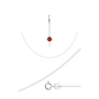 Sokolov Silber-Set: Halskette 50 cm + Anhänger mit rotem Rubellite