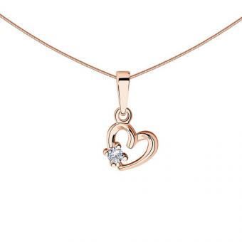 Sokolov set in gold plated 925 silver: heart pendant with zirconia + necklace