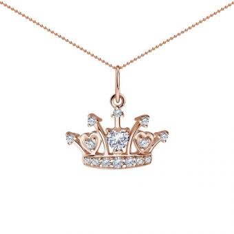 Sokolov set in gold plated 925 silver: pendant crown with zirconia + necklace