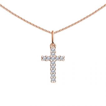 Sokolov Комплект из позолоченного серебра 925 пробы: крестик с фианитами и цепочка