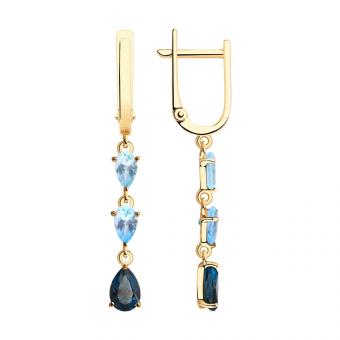 Ohrringe aus Rotgold 585 mit blauem Topas