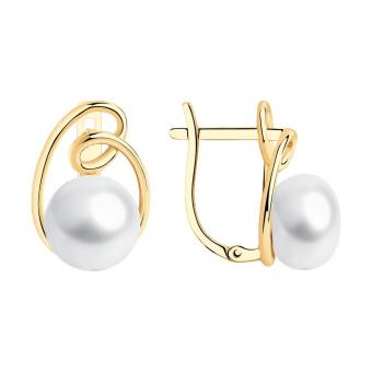 Золотые серьги 585 пробы с жемчугом​