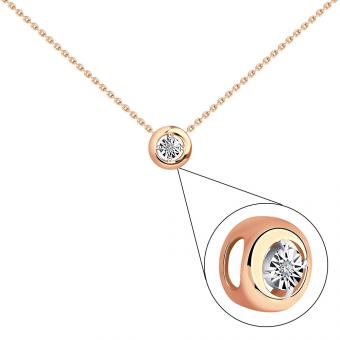 Sokolov set pendant and chain 925 silver with diamond gold plated
