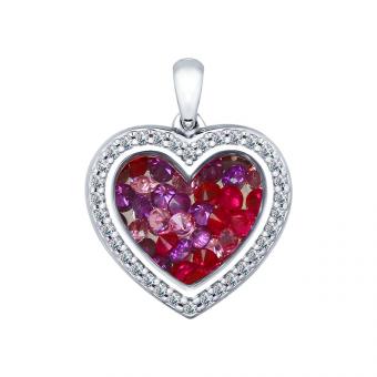 Herz Anhänger aus 925 Silber mit Zirkonia, Saphir und Sital | Kaufbei Schmuck