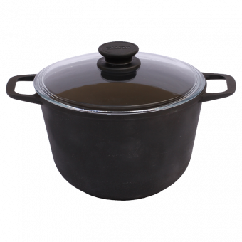 Kochtopf aus Gusseisen, 6 l, H 21,6 cm, Ø 26 см, 4,9 kg, mit Glasdeckel, geeignet für alle Herdarten