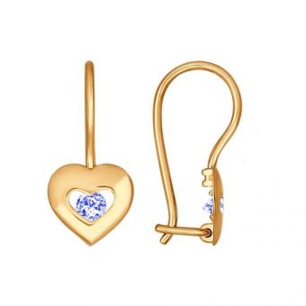 Sokolov Серьги из золота 585 пробы с голубыми фианитами