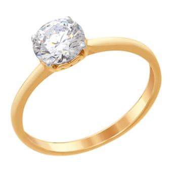 Кольцо из золочёного серебра со Swarovski Zirconia