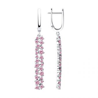 Серебряные серьги 925 пробы с фианитами​