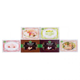 Zephyr set 6-piece Belyevsky Zephyr different varieties: 1x Sefir for children 250g | 1x Sefir mixed 250g | 1x Sefir from Antonovka apples 250g | 1x Sefir vanilla coated with chocolate 250g | 1x Sefir coffee coated with chocolate 250g